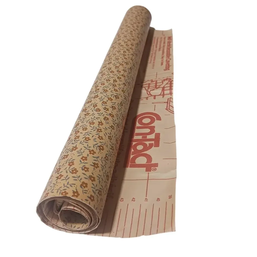 Vintage 80s 1983 7 feet floral calico plastic contact paper decor drawer liner